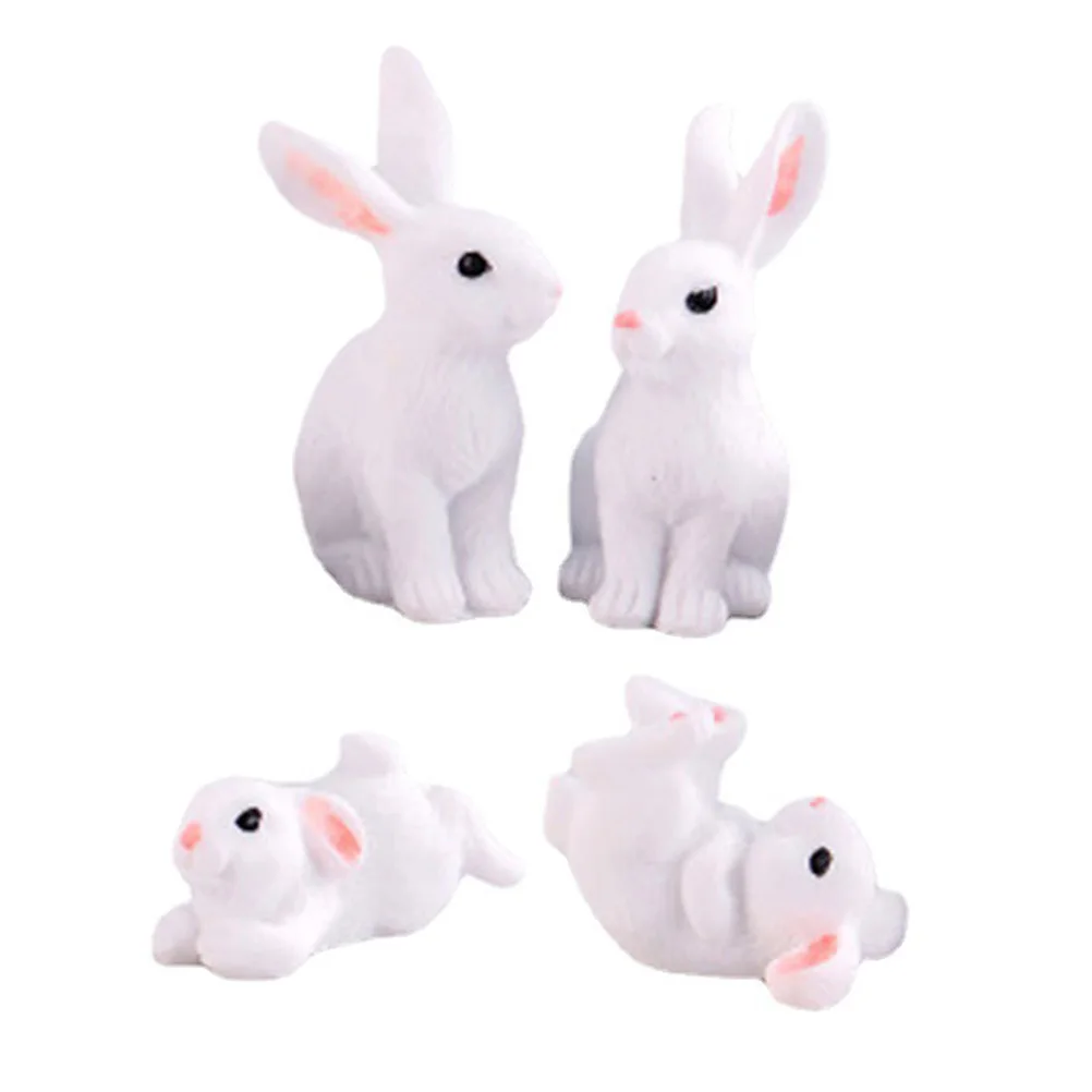 

4 Pcs Resin Rabbit Ornament Mini Decorations Figurines Crafts Miniatures Statue