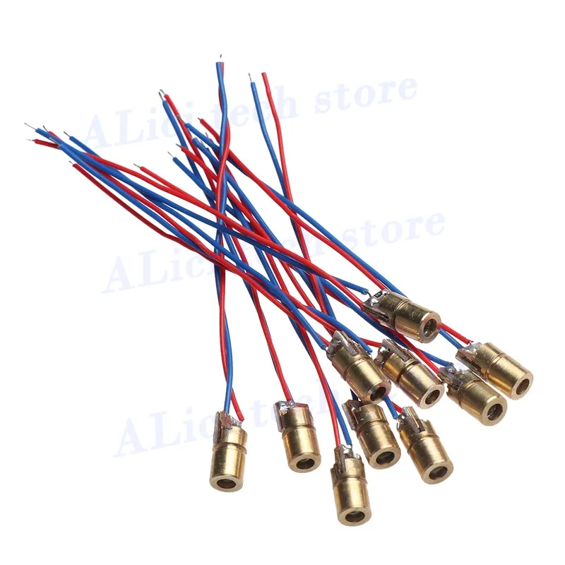 5Pcs  650nm 6mm 3/5V 5 million Watt Power Tool Accessories Adjustable Laser Dot Diode Module Red Copper Head Laser diode