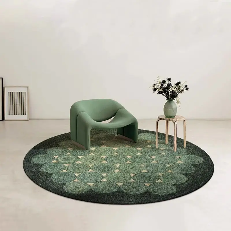 Retro Style Round Carpet Light Luxury Soft Living Room Bedroom Decoration Rug Large Size Easy Cleaning Dressing Table Chair Mat