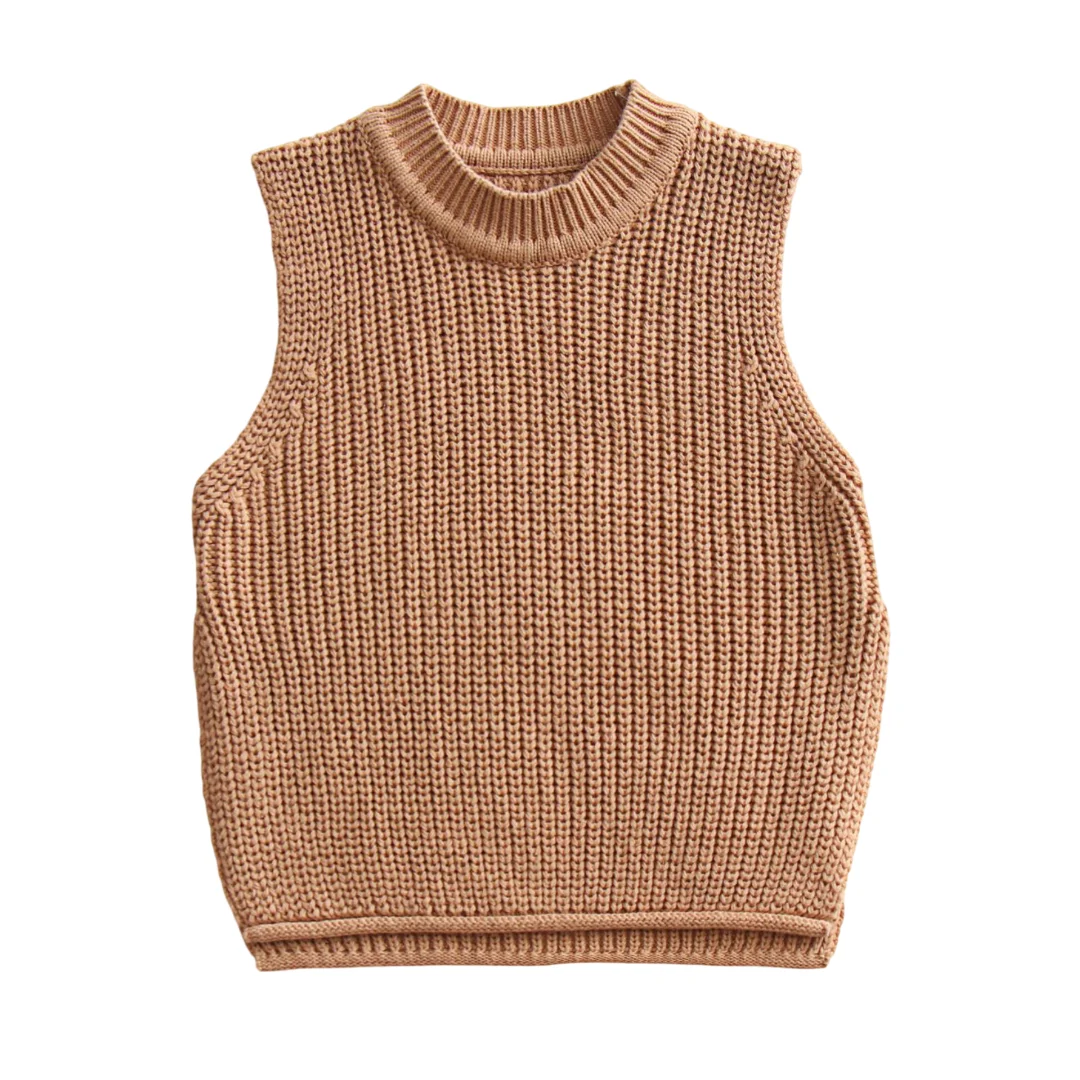 1-6 Years Girls & Boys Sleeveless Sweater Vest Pull Over Plain Undershirt Spring Tops For 1 2 3 4 5 6 Years Kids Clothes 241215