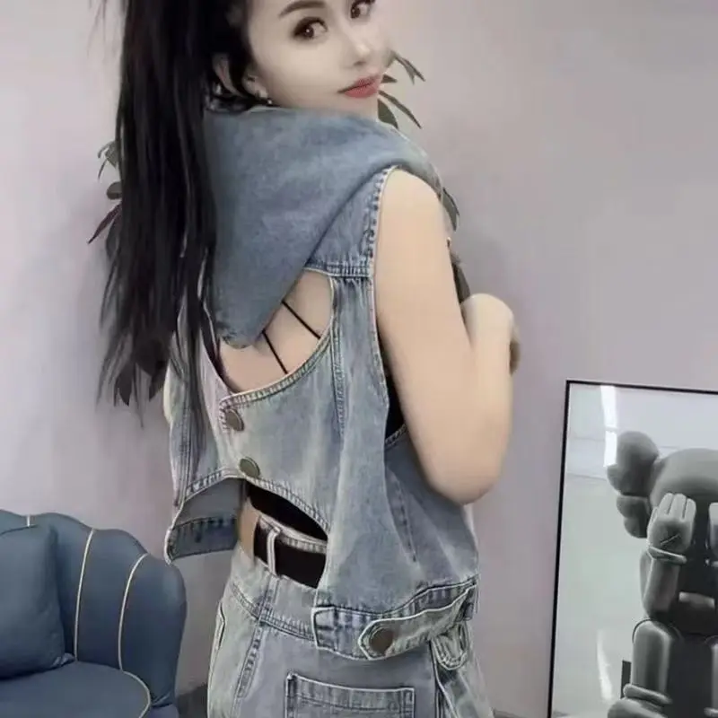 Large Size Foreign Style European Good Foreign Style Denim Horse Versatile Temperament Casual Fashion Small Vest Niche Comfort
