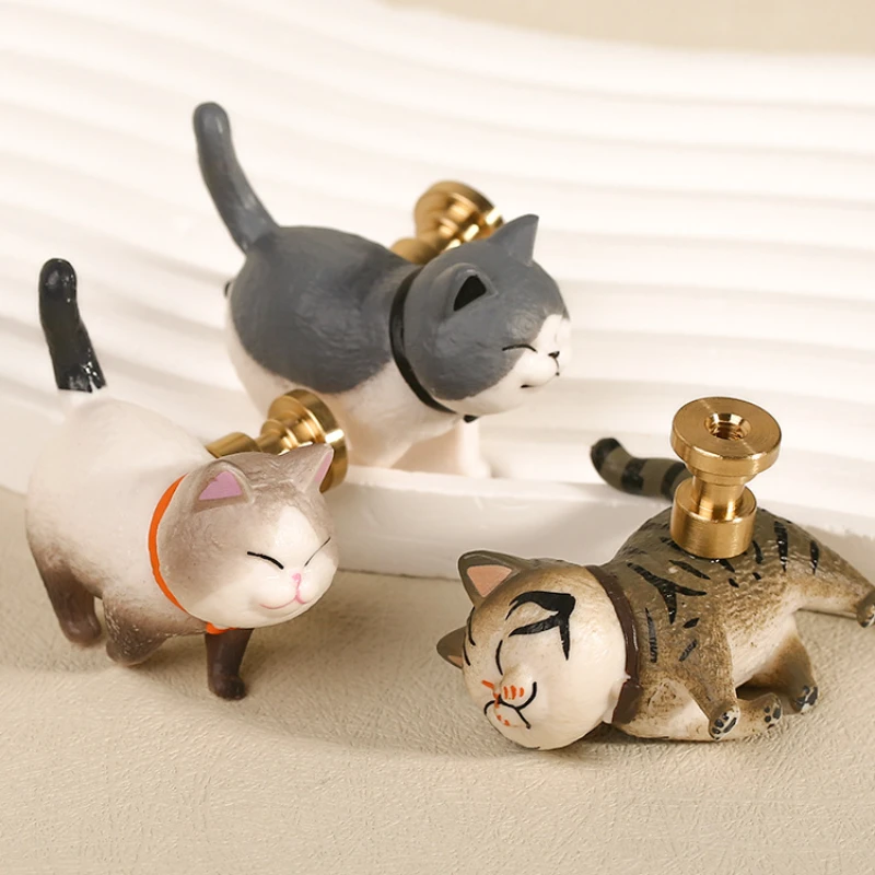 MARUAT Cartoon Cat Furniture Handle Ceramic Drawer Knobs Cabinet Handles for Kids Room Animal Shape Kitchen Handle Door Hardware