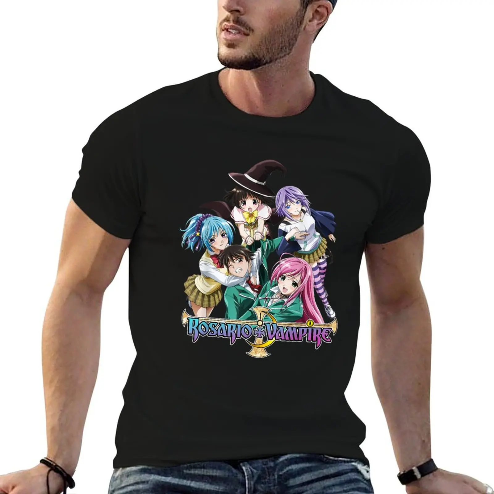 

Rosarios vintage man Anime shirts for Figure Design t graphic essential T-Shirt t Vintage Characters Arts Vampire shirt