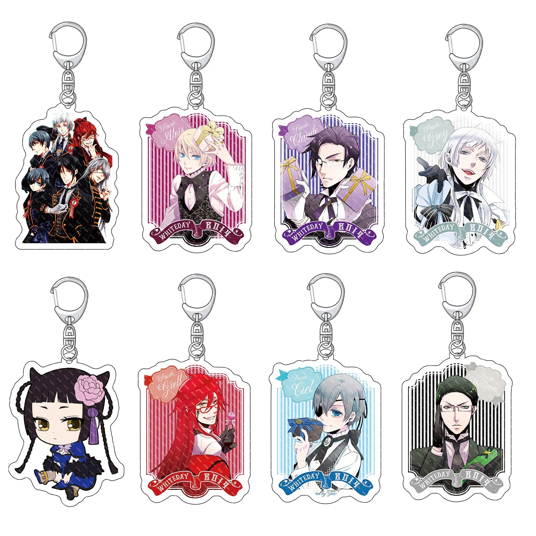 6cm Anime Butler Kuroshitsuji Cute Acrylic Keychain Keychain Ciel Phantomhive, Sebastian Michaelis, Grell Sutcliff, Undertaker