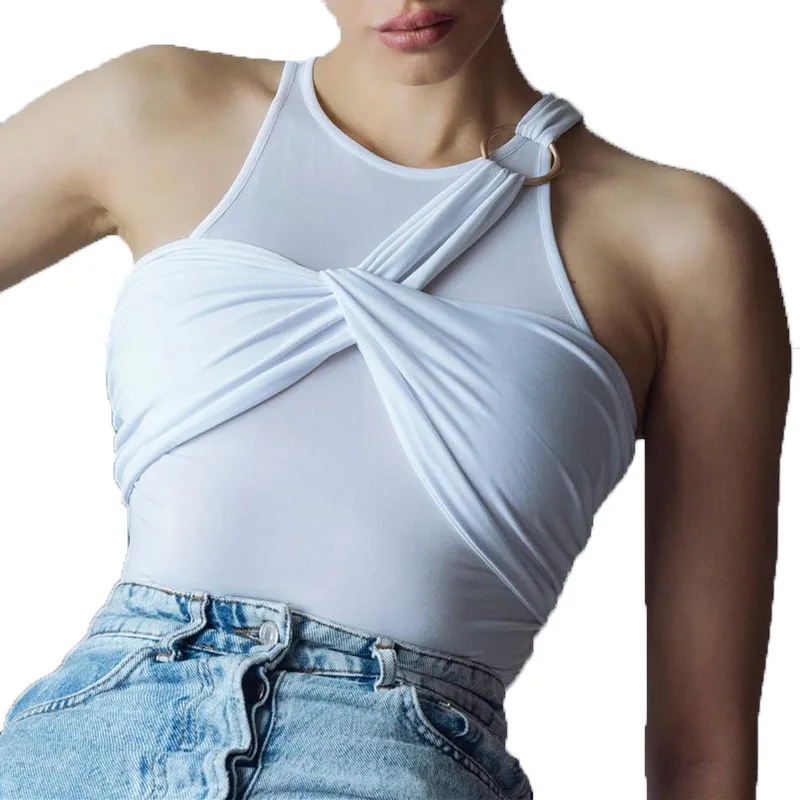 2022 Summer New Products Round Neck Sexy Open Back Slim Fit And Thin Temperament Solid Color Sleeveless Jumpsuit Women 0627