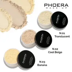 PHOERA 3 Colors Large Loose Powder Oil-control Waterproof Matte Loose Powder Long-lasting Full Coverage Concealer Powder Cake