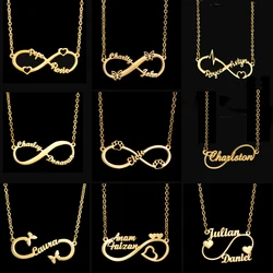 Acheerup 1-2 Nomes Personalizados Colar para As Mulheres Personalizado Infinito Cadeia Pingente de Aço Inoxidável Jóias Dos Namorados Presente do Dia