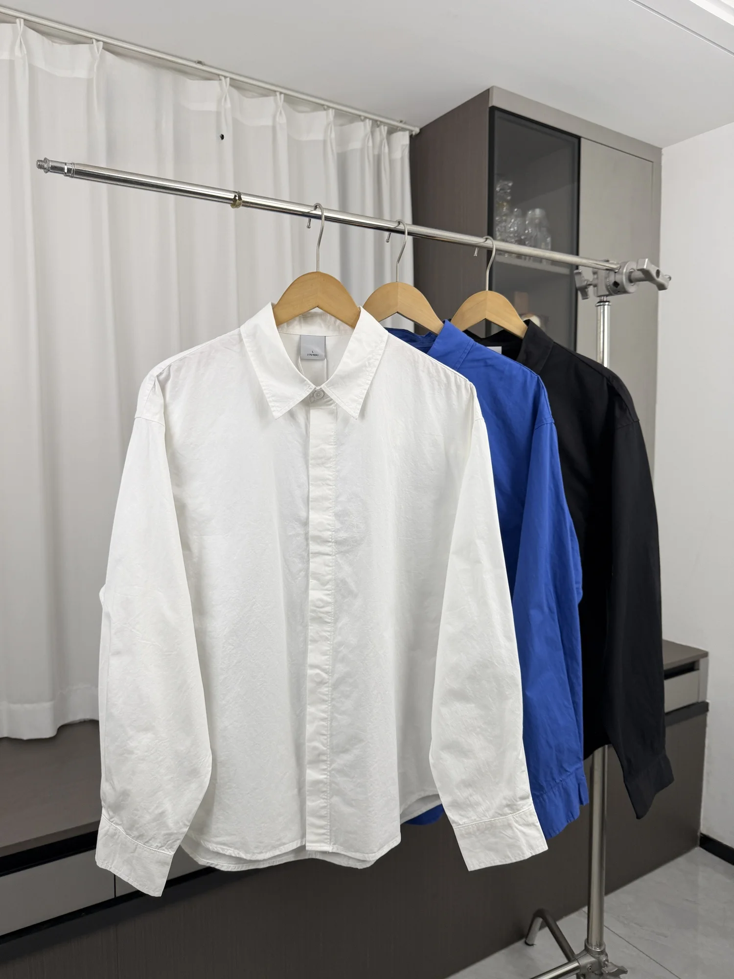 Smooth Breathable Casual Loose Comfortable Pure Color Men's Shirt for Autumn Fashion Urban Style Long Sleeve Flip Collar Open...