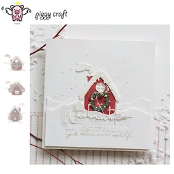 Piggy Craft metal cutting dies cut die mold Christmas snow house Scrapbook paper craft knife mold blade punch stencils dies