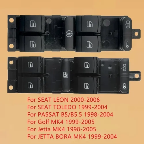 Imagen 2 del producto Botón de interruptor de Control de ventana eléctrica, rojo, 9 pines, para Volkswagen Bora Jetta VW Golf MK4 Passat B5 Seat Leon Toledo 1J 4959857   3BD 959857