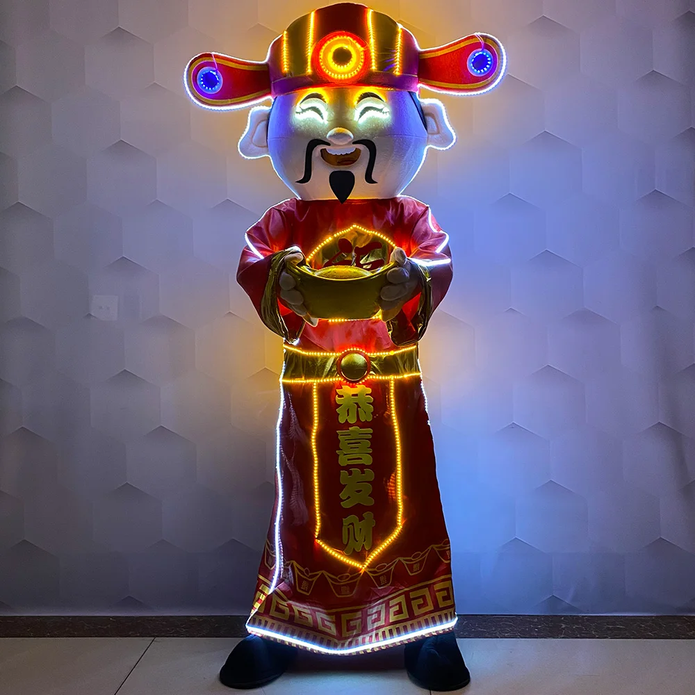 LED lighting God of wealth doll clothing nightclub DJ creative atmosphere props Chinese New Year luminous God of wealth clothing