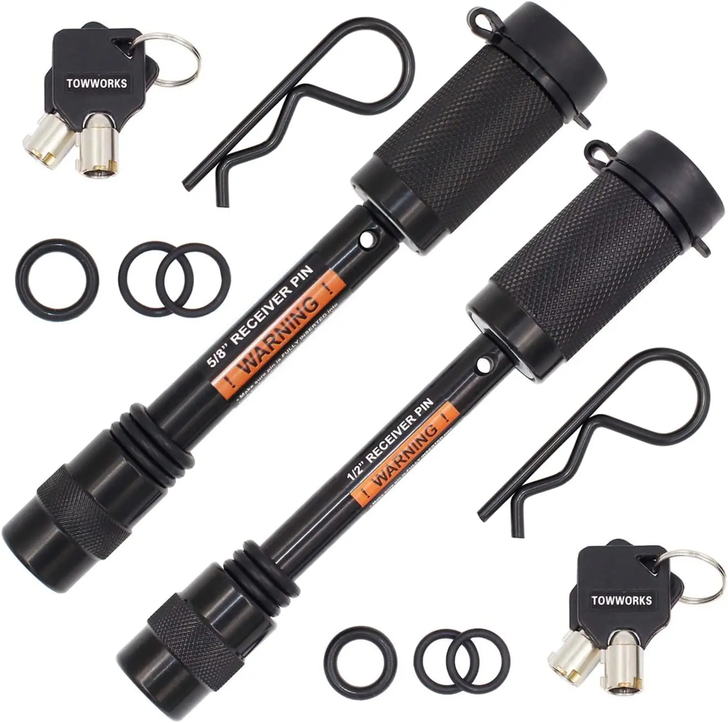 

79692 Keyed Alike Black Trailer Hitch Lock Set, 5/8-Inch and 1/2-Inch Pin Diameter, Fits Class I/II/III/IV Hitches