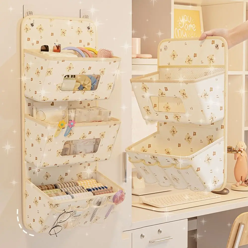 

Non-woven Fabric Cartoon Wall Hanging Storage Bag Foldable with Pockets Underwear Socks Organizer Large Capacity