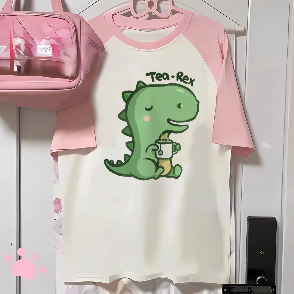 Kinder T-Shirt Dinosaurier-Oberteil Kinder Sommer Jugendliches T-Shirt Mädchen Harajuku Streetwear Manga Kleidung Junge/Mädchen Tee