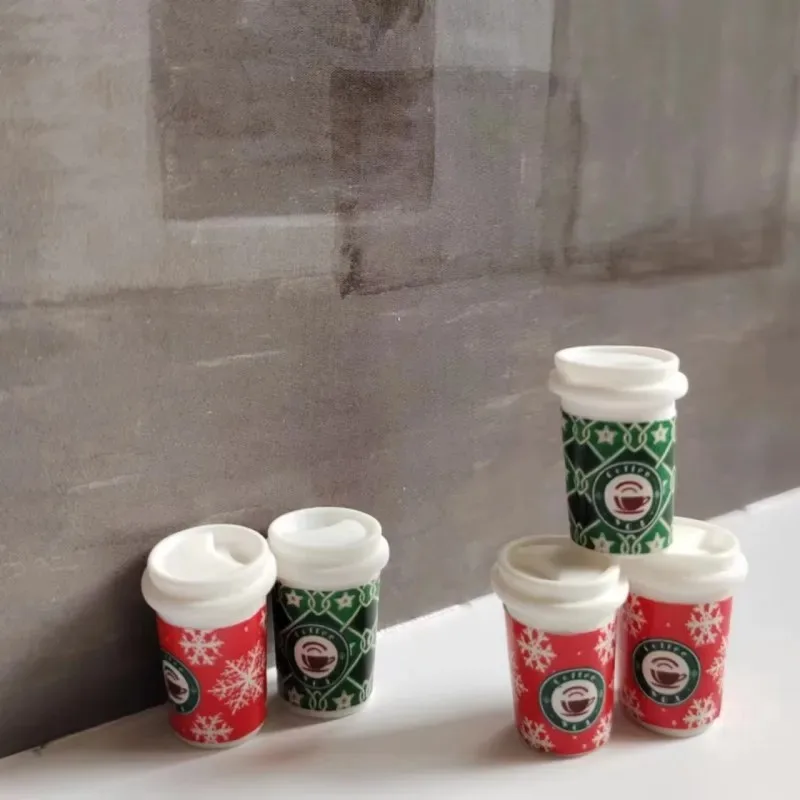 10pcs Mini Resin Coffee Cups Miniatures, Doll Food Props Accessories, Micro Landscape DIY Craft Decoration