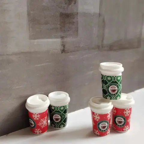 10pcs Mini Resin Coffee Cups Miniatures, Doll Food Props Accessories, Micro Landscape DIY Craft Decoration