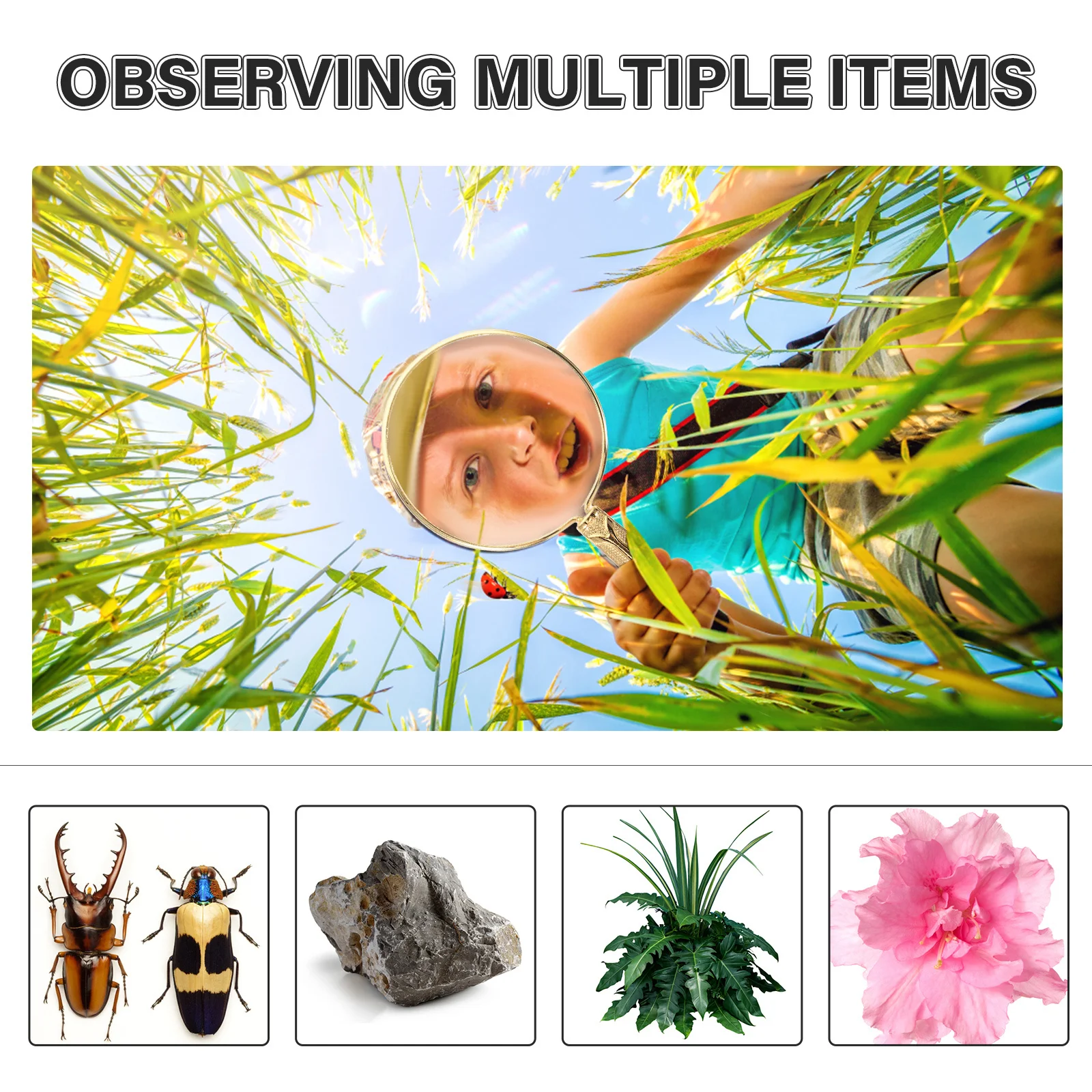 

Kids Magnifying Glass Portable Handheld Outdoor Observation Tool for Children Science Exploration Sturdy Reusable Learning