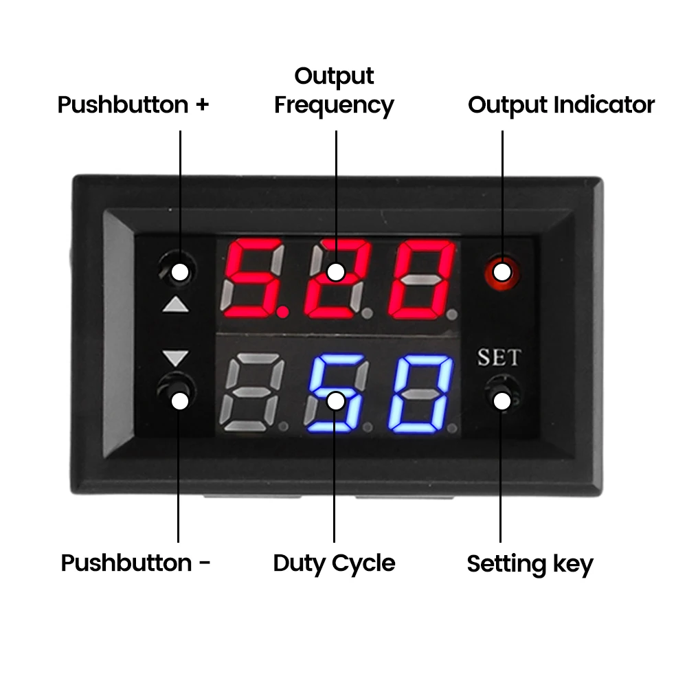 DC4-30V Signal Generator Digital Display PWM Output Pulse Frequency Duty Cycle Adjustable Module Analog Wave Function 1Hz-160KHz