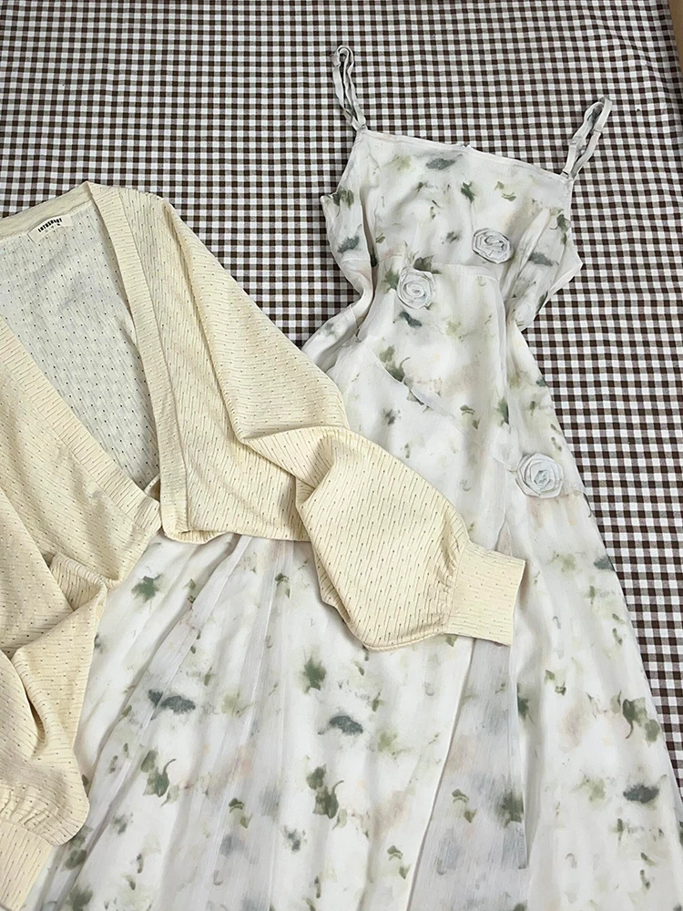 تنورة صيفية لطيفة مطبوعة بالورود من ter Dr للسيدات على الشاطئ Vaion Long Dr Ele بخصر عالٍ من ألياف البوليستر على شكل حرف A