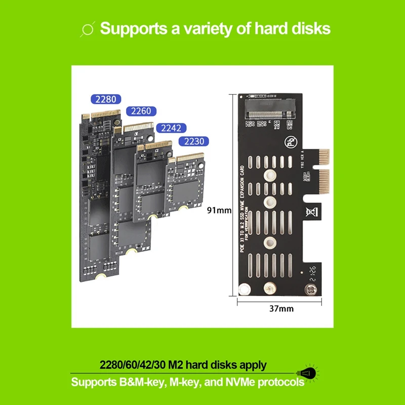 M2 SSD NVME To PCIE X1 Adapter Card PCIE X1 To M2 Expansion Card Hard Drive Adapter M Key Interface Card