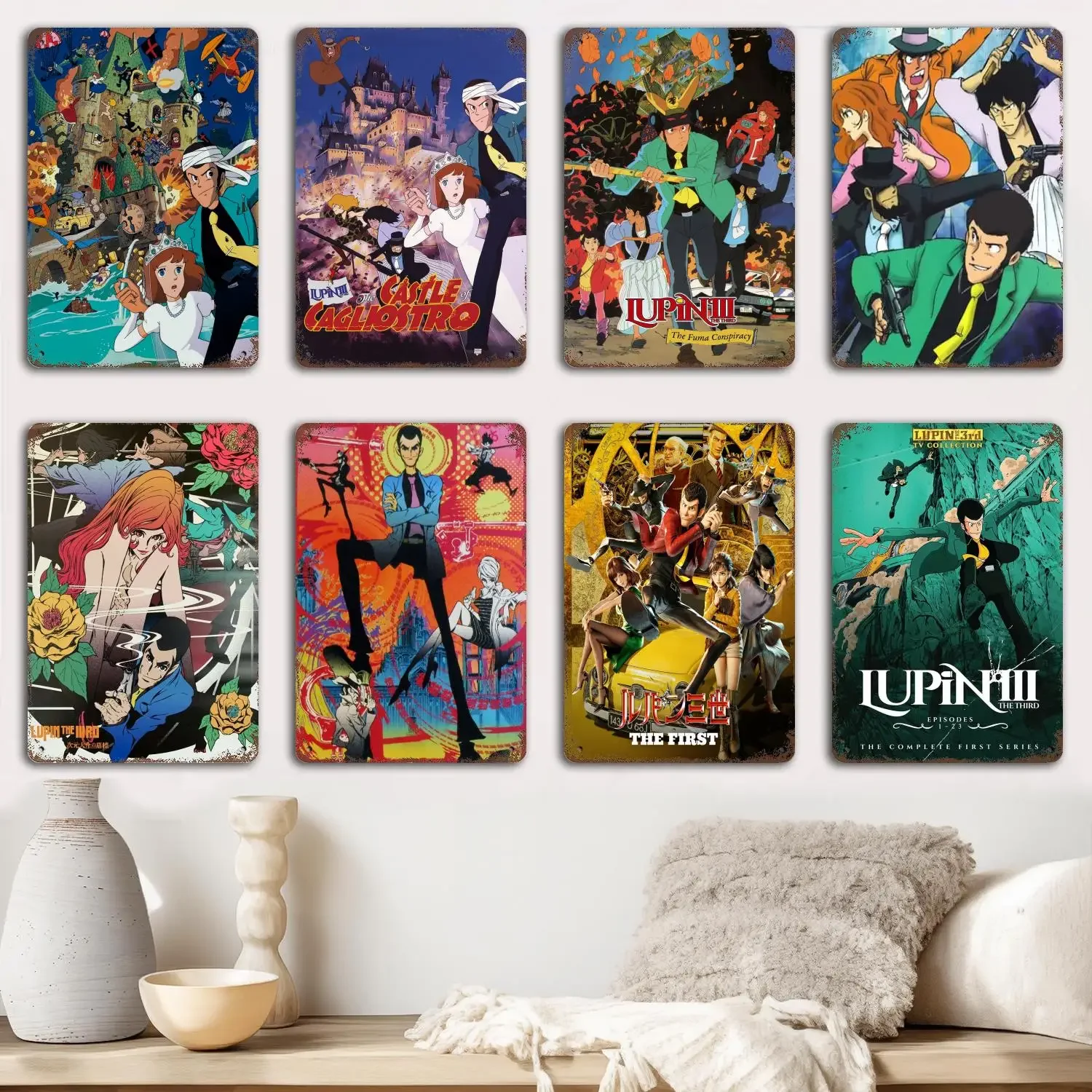 fujiko mine lupin iii  Metal Signs wall decor Vintage Tin Signs Captain Metal Poster Decor for Bar Pub Club Wall Decoration