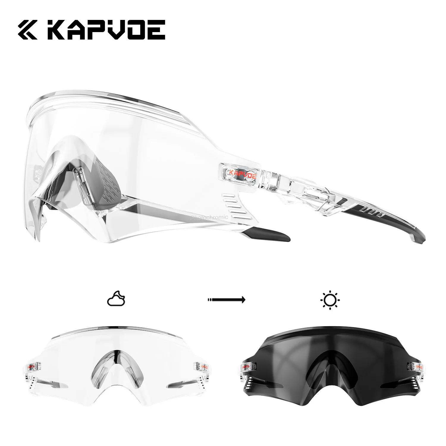 KAPVOE Outdoor Meekleurende Fietsen Zonnebril Mannen Road Rijden Fiets Bril Sport Wandelen Vrouwen Fiets UV400 Bril - afbeelding 1