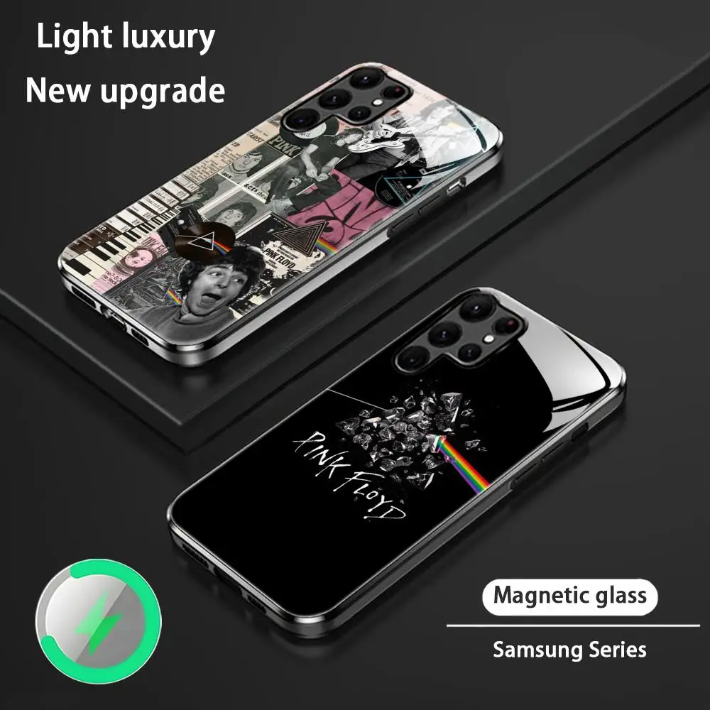 Чехол для телефона Pop Band для Samsung S26 S25 S24 S23 S22 S21 S20 Plus Ultra P-Pink F-FloydEs-S, стеклянный магнитный чехол