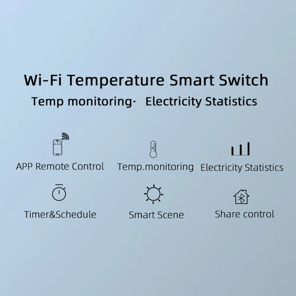 Tuya Smart Switch Intelligente Vermogensstatistieken Temperatuurregeling 16a Hoog Vermogen Temperatuurregeling AC85-250V Afstandsbediening