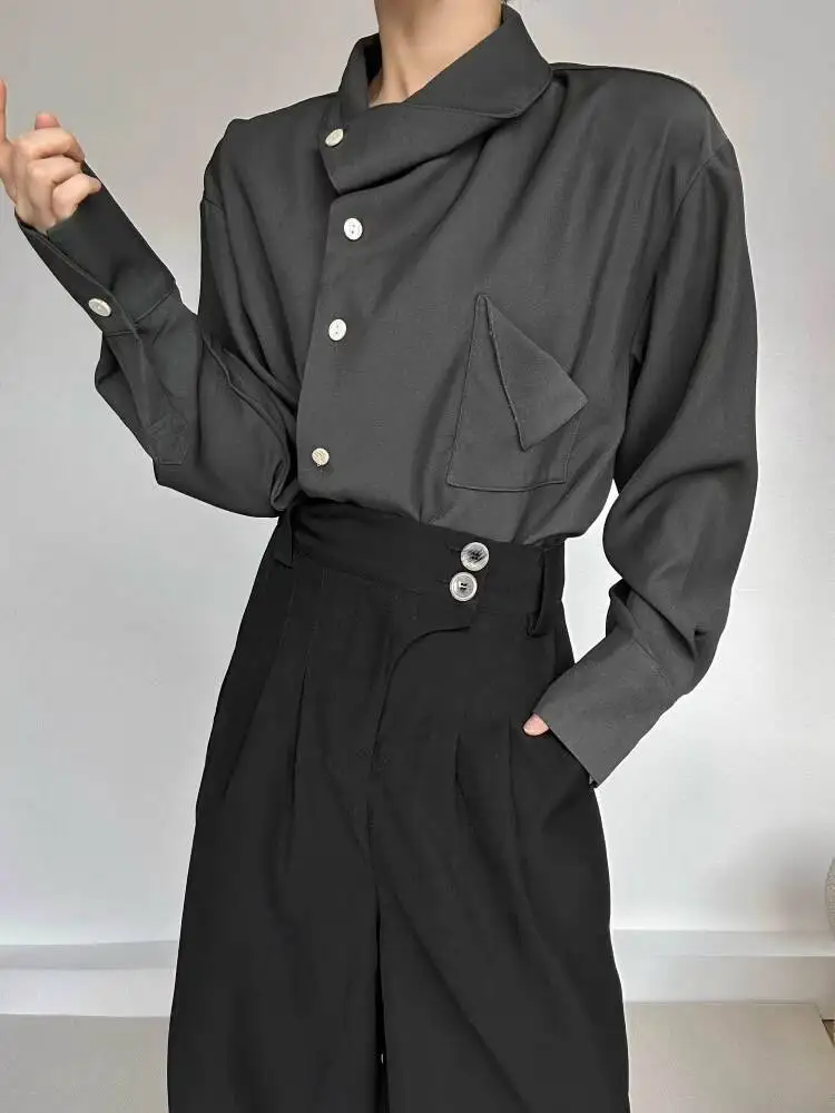 

Unisex Chinese Shirts Retro Undershirt Niche Design Asymmetric Shirt With Unique Collar Inner Wear