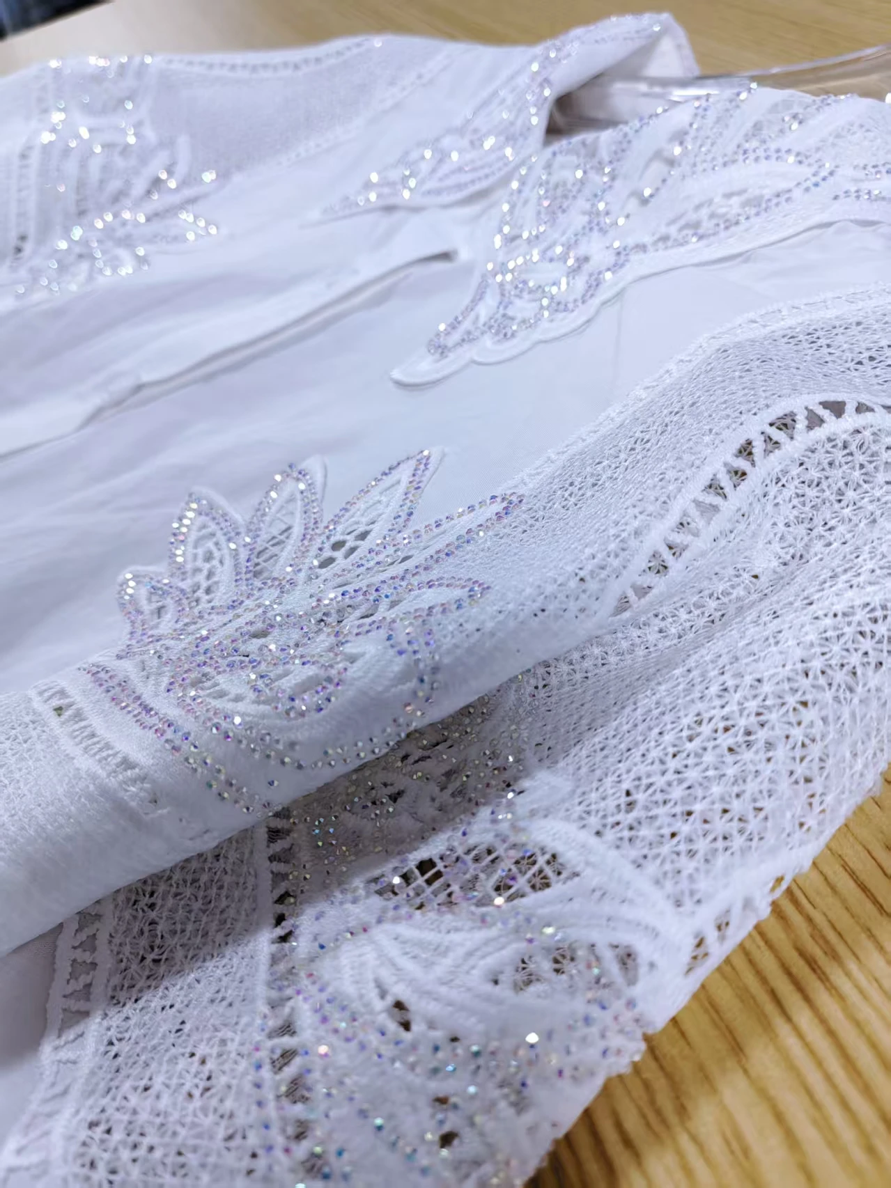 Novo em brilho lantejoulas oco para fora bordado camisas de algodão blusas para mulheres manga longa solta casual outwear topos blusas