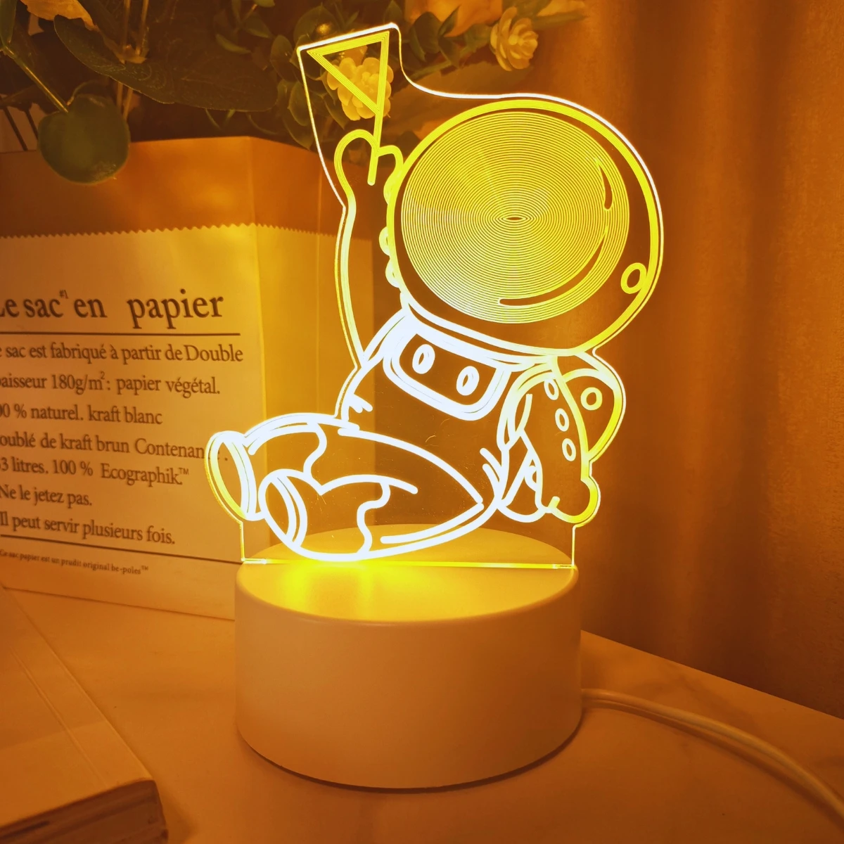 USB astronauta 3D luz nocturna dormitorio sala de estar luz decorativa lámpara de escritorio