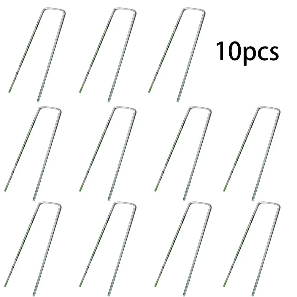 

Stainless Steel Garden Netting Pegs, 10 Pack U Shaped Nail Pins for Securing Erosion Control Fabrics and Sunshade Net