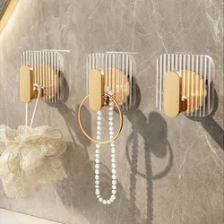 Acrílico Banheiro Ganchos Clear Gold Wall Gancho Luxo Key Bag Titulares Punch-free Home Organização e Armazenamento Banheiro Organizador