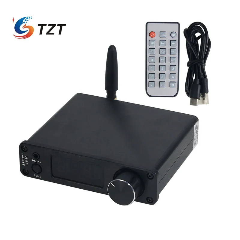 TZT BRZHIFI BT-30 BT5.1 Bluetooth Receiver USB DAC ES9038 Audio Decoder (Black/Silver) for LDAC APTX-HD