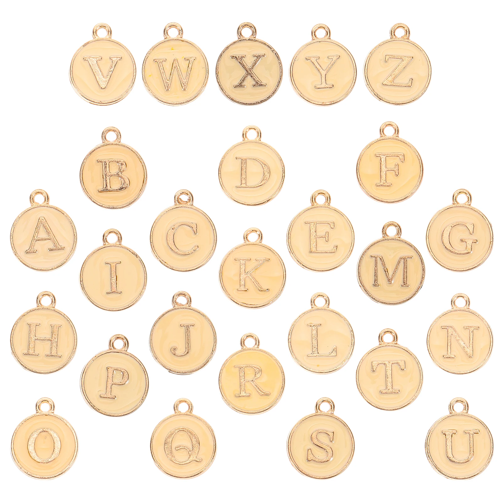

26 Letters Alloy Double-Sided Pendant Accessories Necklace DIY Charms Jewelry Craft Valentine Day Round Initial Enamel Metal
