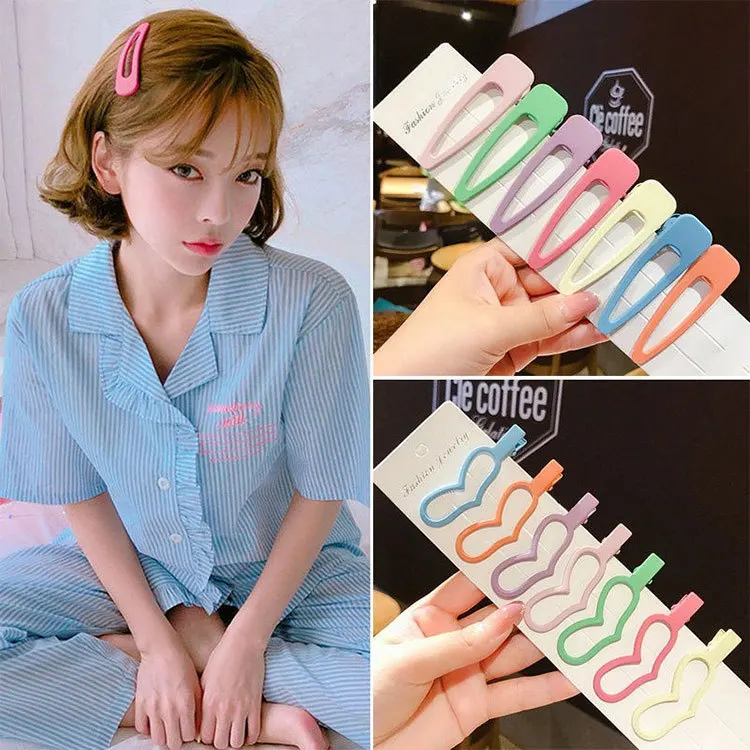 Japanese ins simple hollowed out barrette morandi colorful rabbit side Barrette elegant headband girl.