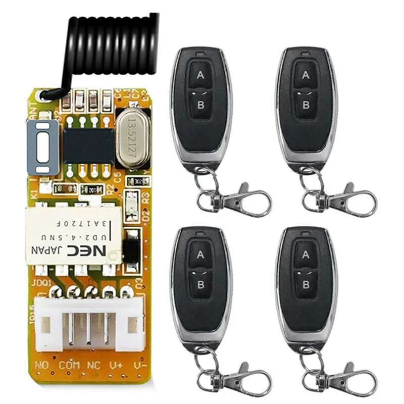 

DC3.7V -12V Mini Relay Remote Control Switch Small Contact Learning Code Wireless Receiver Transmitter ASK 433Mhz Remote Control