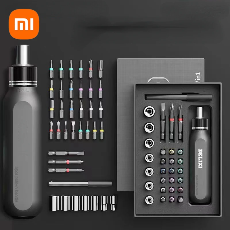 Xiaomi-conjunto de Chave de Fenda de Catraca com Haste de Extensão 37 em Ferramenta Manual Punho de Catraca Chave Reparação de Soquete Ferramentas Combinadas Bit