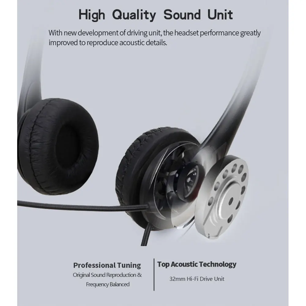 3.5mm Wired Headset Wired Control USB Port Computer Headphones With Microphone For Office Home Network Class Student Education