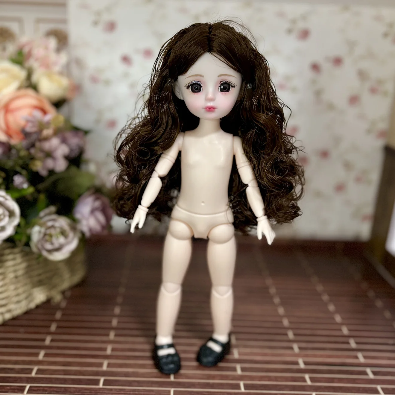 30cm 패션 귀여운 누드 인형 1/6 BJD 절묘한 메이크업 짧은 머리 곱슬 머리 흰색 피부 관절 움직일 수있는 인형 액세서리 드레스 장난감