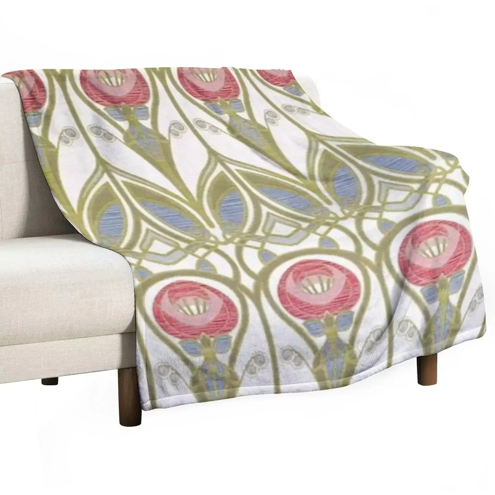 Charles Rennie Mackintosh flowers design Throw Blanket Decoratives for babies Blankets