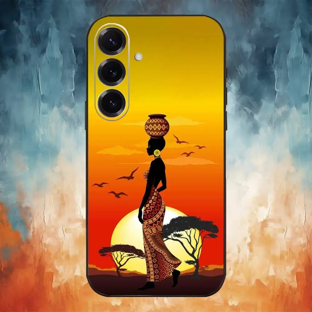 Afrikaanse kunst telefoonhoesje voor Samsung Galaxy A73,A72,A71,A70,A53,A52,A51,anderen zachte zwarte schaal