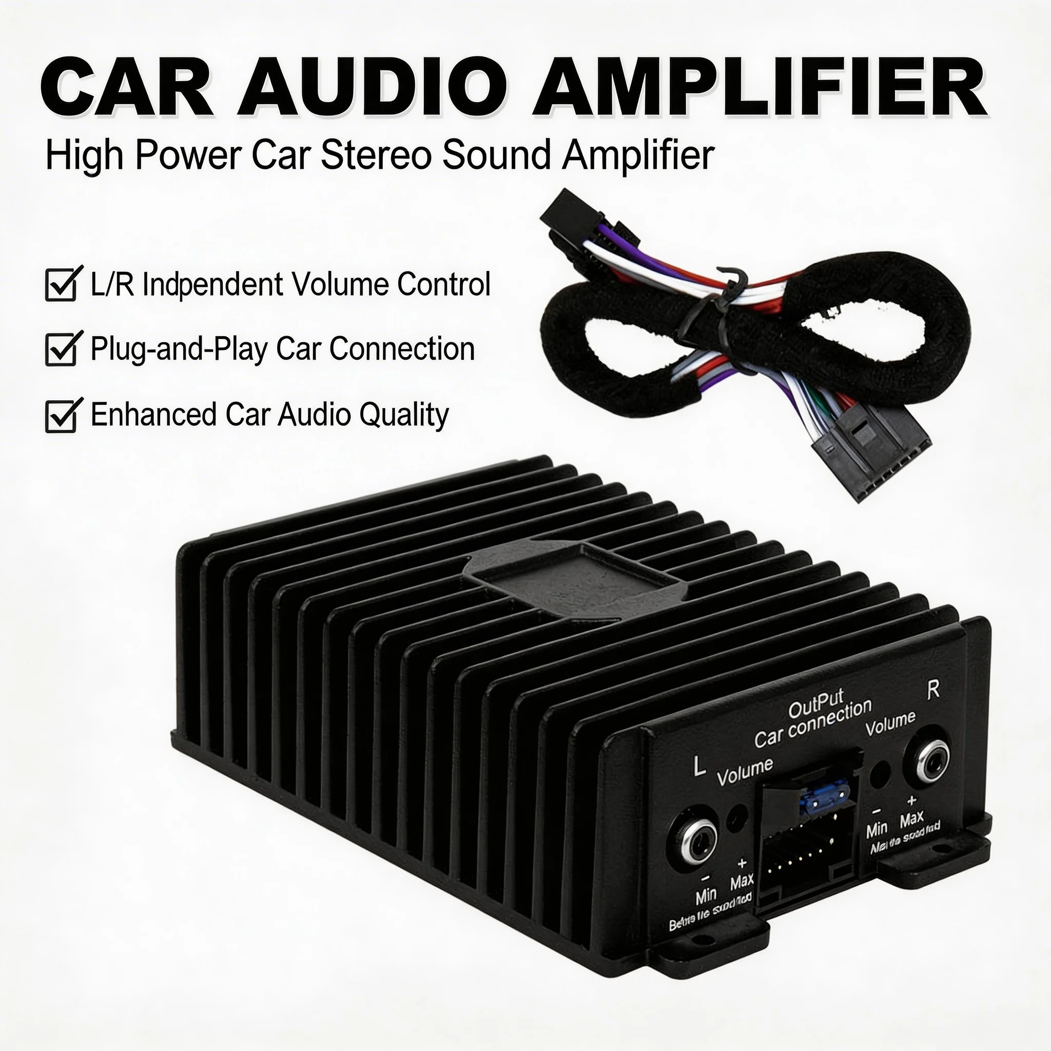 4-Channel Full-Range Amplifier 80Wx4 Audio Modification Power Amplifier Digital Sound Processor Class A/B for Android Car Player