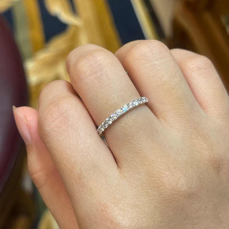 ANZIW 2 Karat ganz Moissanit-Ring, Braut-Sets, Silber 925, Solitär, Verlobung, Eheringe und stapelbare Ewigkeitsringe für Frauen – Detail 12