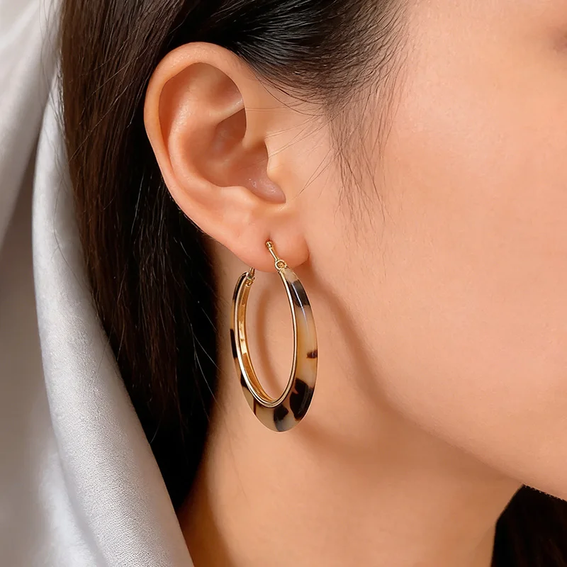 Leopard Print Earrings Vintage Design Earrings Simple Big Earlobe Earrings Maillard Caramel Earring Hoop Y2K Girl Accessories