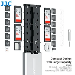 JJC-caja de almacenamiento de tarjeta de memoria SD, diseño Pop-up, carcasa dura de Metal, para tarjetas SD/ Micro SD/ TF/ Nano SIM/ NM