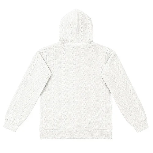 Men's Cable Jacquard Zip up Hoodie Solid Color Textured Drawstring Loose Long Sleeve Casual Hooded Sweatshirt for Autumn