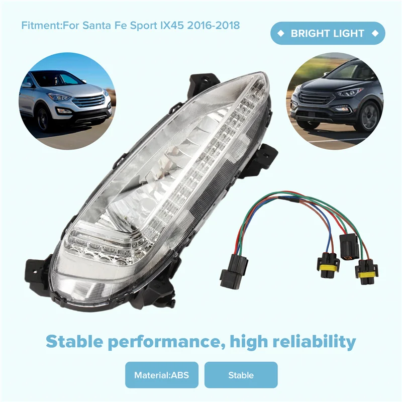 ملحقات تجميع السيارة LED ضوء النهار الجري الضباب الخفيف لشركة Hyundai Santa Fe Sport IX45 2016-2018 المصباح #2