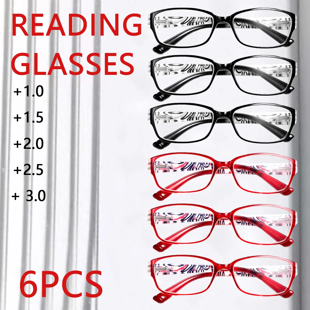 

6pcs women Reading Glasses Anti-blue Light Presbyopic Radiation Protection Portable Ultralight Eyewear Vision Care