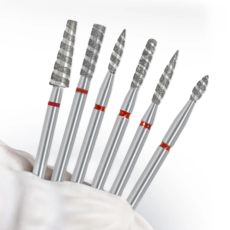 6 stuks diamant nagel boor frees voor elektrische nagel pedicure machine nagelriem schone nagelvijl gel remover manicure tool